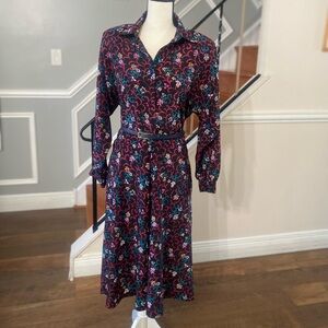 Vintage Raoul Flower Print Button Midi dress